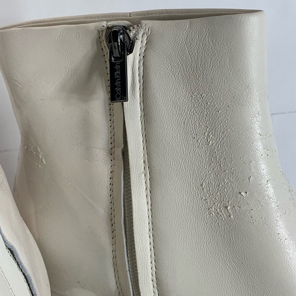 CALVIN KLEIN Women's Ivory Leather Uda Platform Block-Heel Dress Booties SZ 7 - Picture 7 of 13